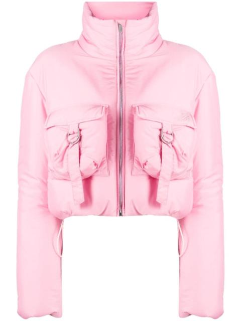 Blumarine funnel-neck cropped puffer jacket