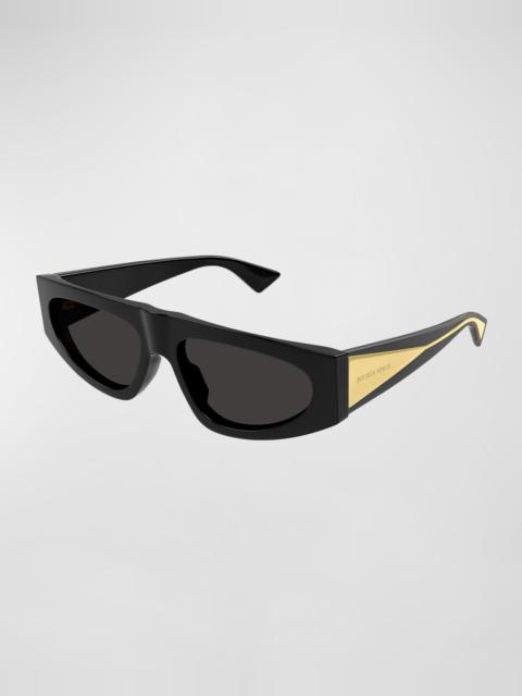 Bottega Veneta Engraved Logo Acetate Rectangle Sunglasses