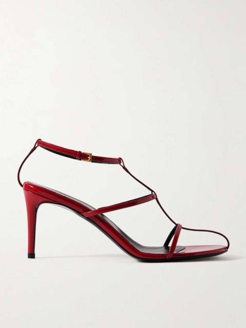 KHAITE Cage patent-leather sandals Red