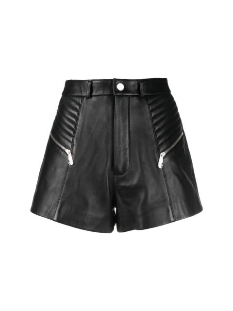 zipper-detail leather shorts