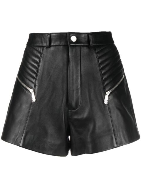 zipper-detail leather shorts