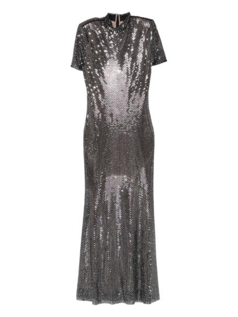 self-portrait embellished short-sleeve midi dress