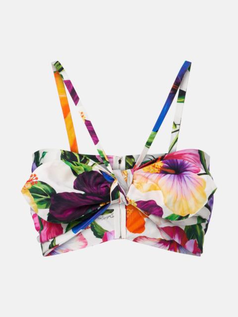 Dolce & Gabbana Bow-detail floral cotton bra top