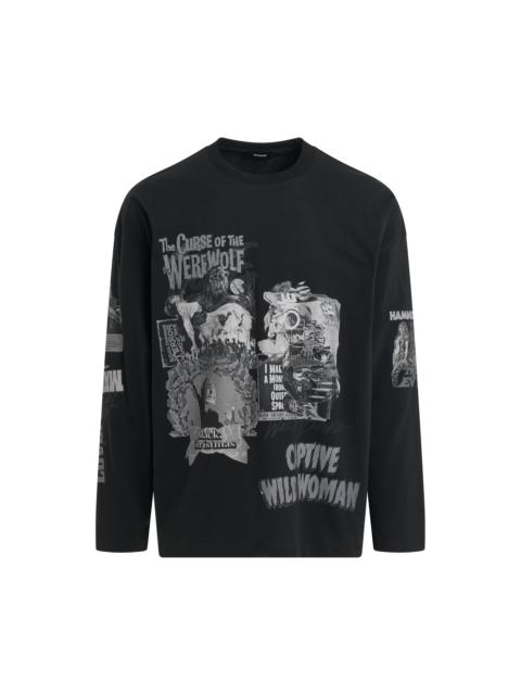 Horror Collage Long-Sleeved T-Shirt in Black