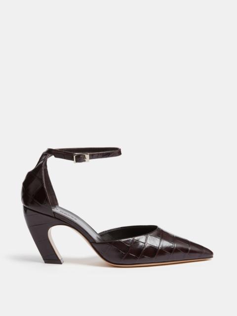 LE MONDE BÉRYL Victoria Pump / Coco Brown Leather Croc Effect