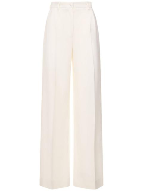 Wool cady high rise wide leg pants