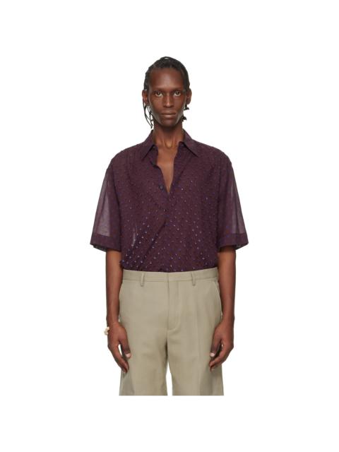 Dries Van Noten Burgundy Sequinned Shirt