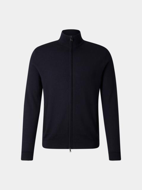 BOGNER Oscar Virgin Wool Knit Jacket in Navy