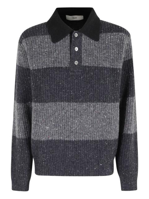 Dunst Chunky Rugby striped polo-collar sweater
