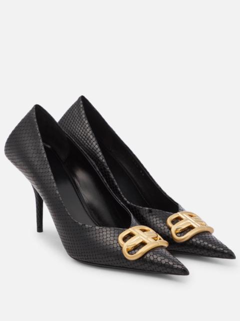 BALENCIAGA Square Knife BB croc-effect leather pumps