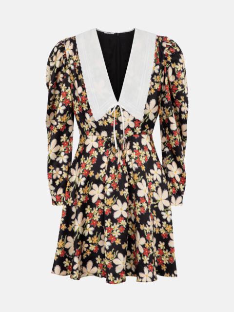 Miu Miu Floral satin sablé minidress