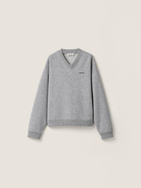 Miu Miu Cashmere and jersey V-neck sweater
