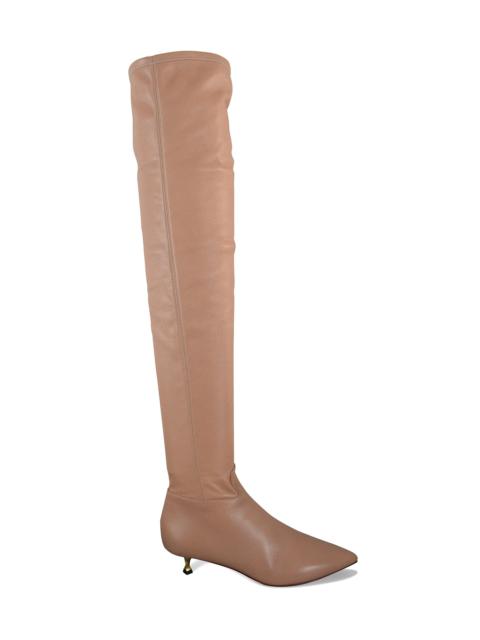 Twisted heel over-the-knee boots