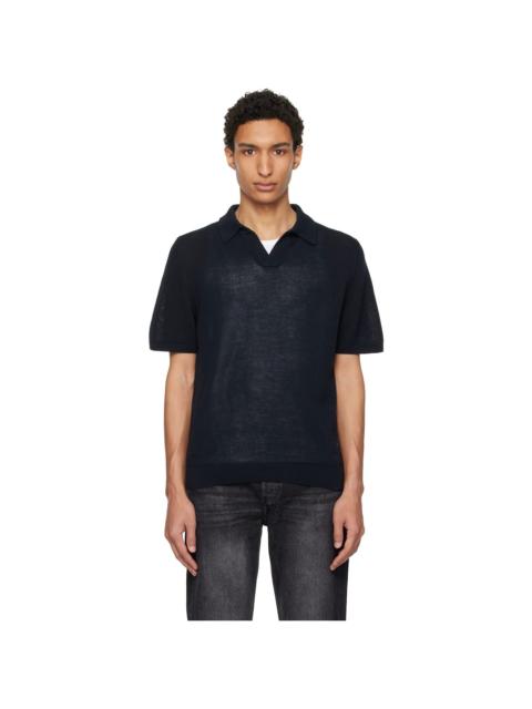 Merz b. Schwanen Navy Cotton Short Sleeve Polo
