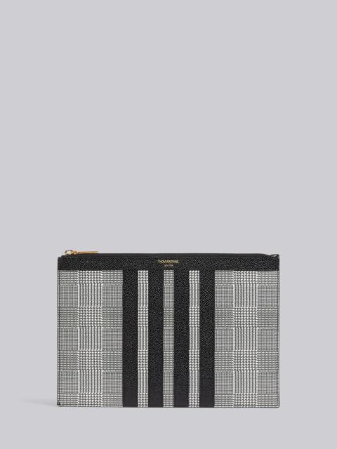 Thom Browne Black and White Pebbled Prince of Wales Print 4-Bar Small Document Holder