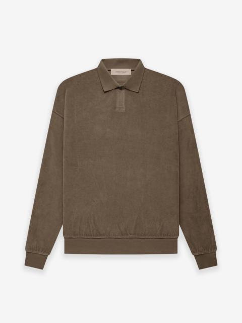 ESSENTIALS Womens Velour LS Polo