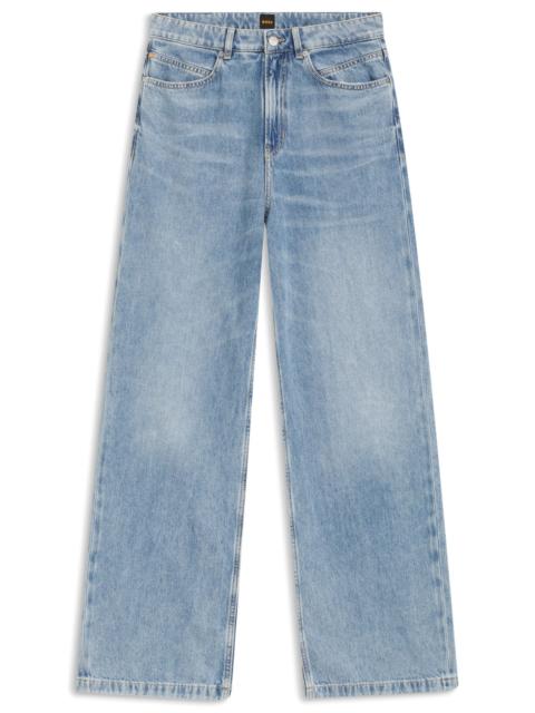 BOSS LIGHT-BLUE WIDE-LEG JEANS IN RIGID DENIM