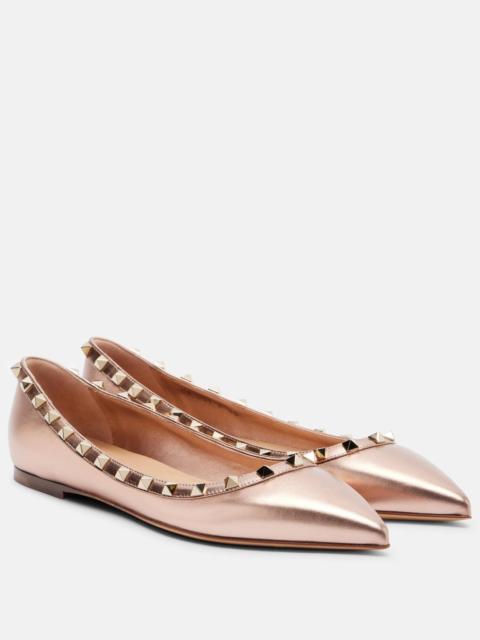 Valentino Rockstud metallic leather ballet flats