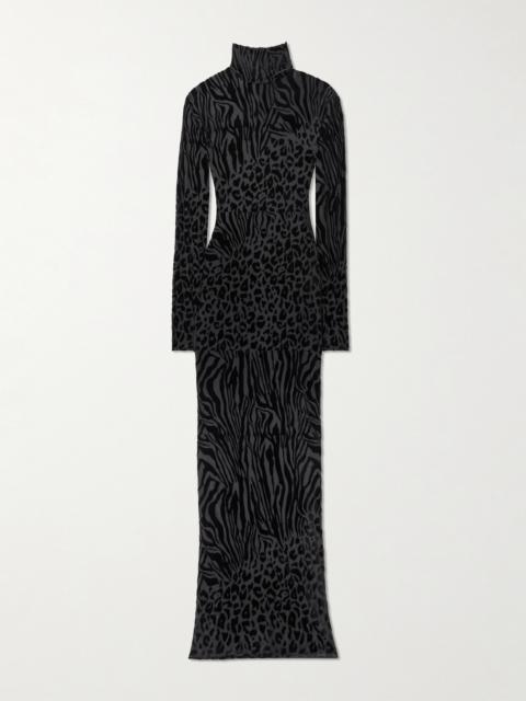 ALEX PERRY Devoré-velvet Turtleneck Gown