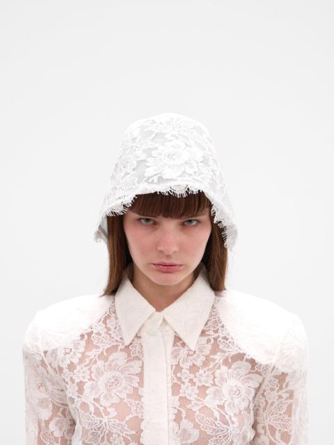 ROWEN ROSE White Floral Lace Cloche Hat