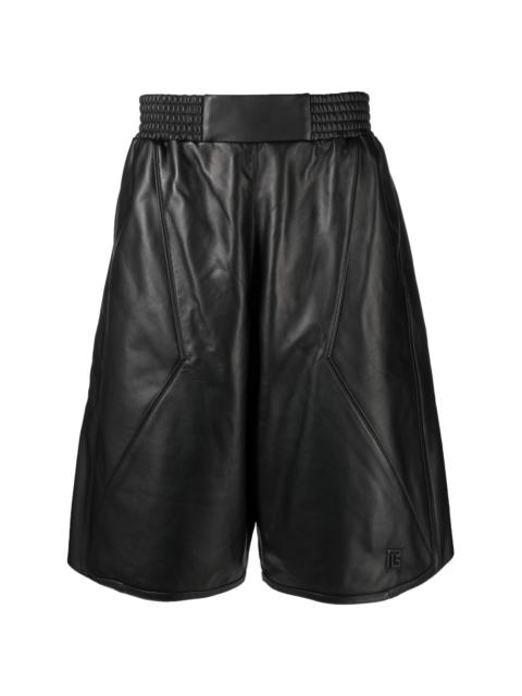 leather knee-length shorts