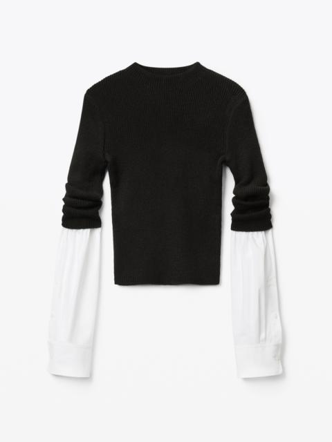 Alexander Wang RIBBED CREWNECK PULLOVER IN CLASSIC YAK