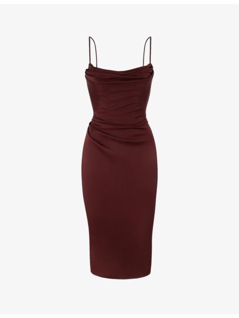 House of CB Anja corset satin midi dress