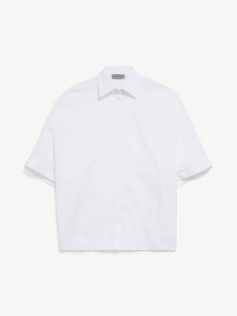 BALENCIAGA Women's Short Sleeves Cocoon Shirt in White