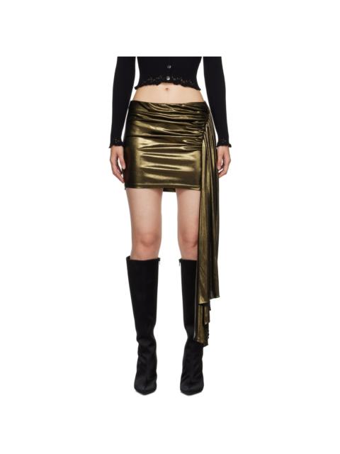Blumarine Gold Gathered Miniskirt
