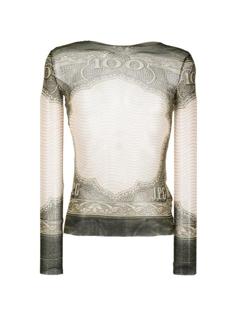 graphic-print stretch long-sleeve top