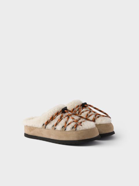 Prada Suede and shearling mules