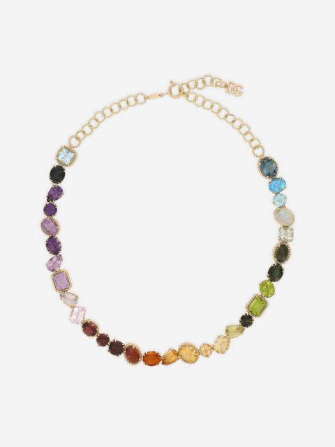 Necklace with multi-colored gems