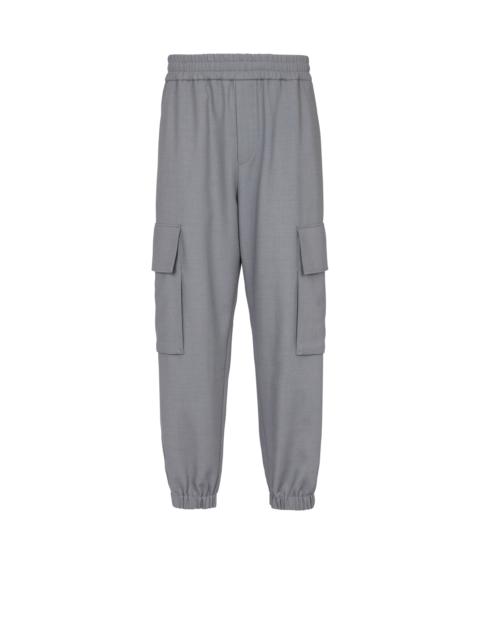 Double crepe wool cargo trousers