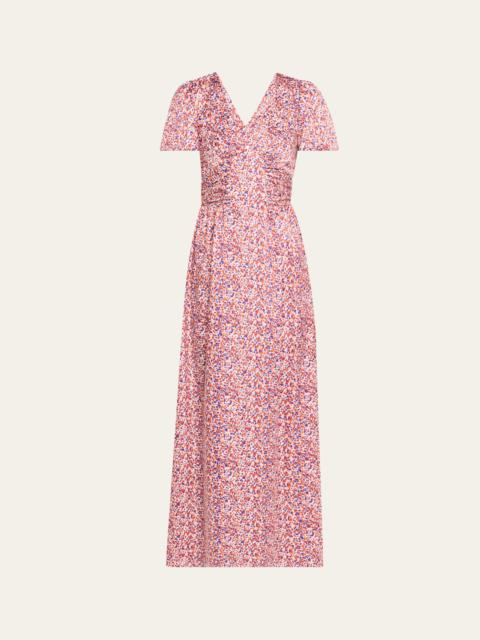 KIKA VARGAS Lara Dots Satin Maxi Dress