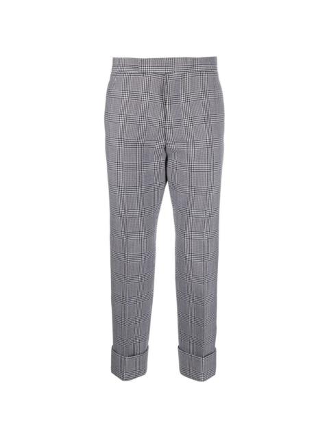 check-pattern cropped trousers