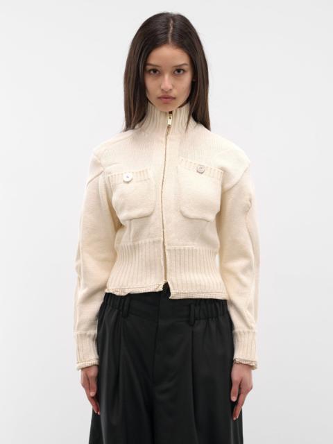 UNDERCOVER White Asymmetric Zip Cardigan