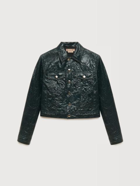 Marni DEEP GREEN CRINKLED TAFFETA JACKET