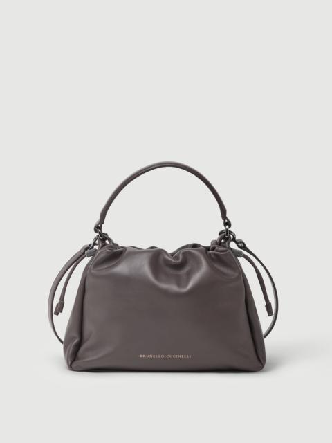 Brunello Cucinelli Mellow small bucket bag in soft leather with monili