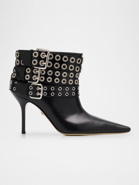 MACH & MACH Buckle Belt Leather Ankle Boots