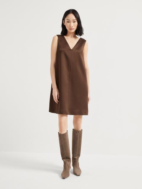 Brunello Cucinelli Satin cady mini dress with monili