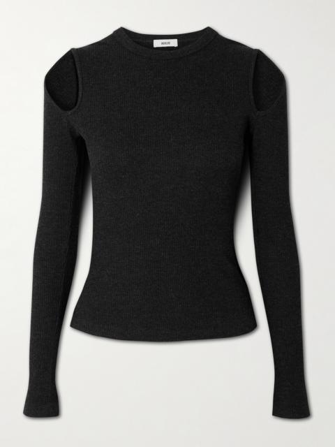 AGOLDE Pierce Cutout Ribbed Jersey T-shirt