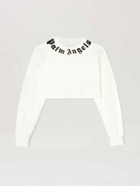 Palm Angels neck logo long sleeved crop T-shirt