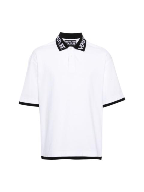 VERSACE JEANS COUTURE logo-intarsia cotton polo shirt