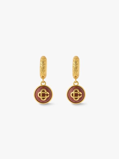 CASABLANCA Gold & Red Sphere Ear Hoops | Casablanca Paris