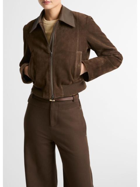 Vince Suede Shrunken Bomber Jacket