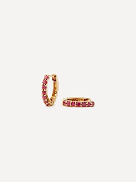 MISSOMA 14ct Gold Fine Ruby Huggie Hoop Earrings