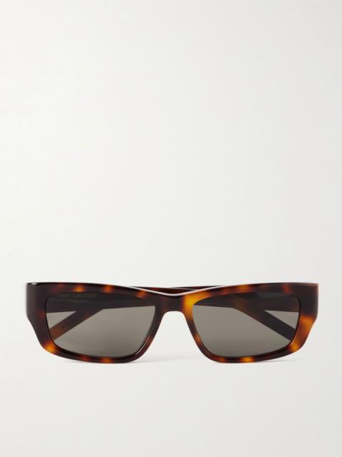 SAINT LAURENT SL M182 JAZZ Cassadre-embellished square-frame recycled tortoiseshell acetate sunglasses Tortoiseshe