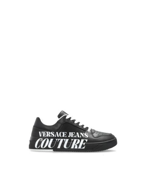 VERSACE JEANS COUTURE logo-print leather sneakers