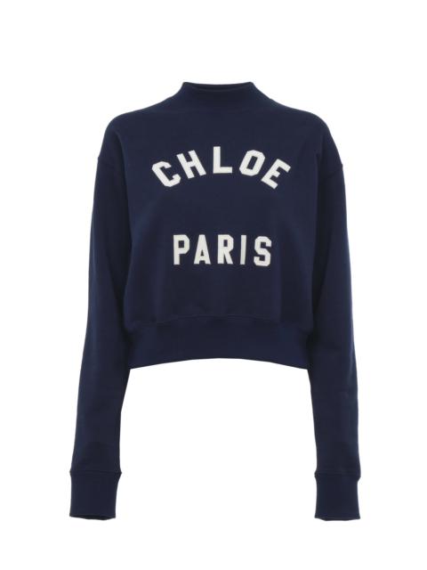 Chloé MOCK-NECK LOGO SWEATER IN COTTON FLEECE