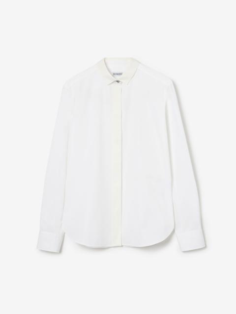 Burberry Classic Fit Grosgrain Trim Cotton Shirt